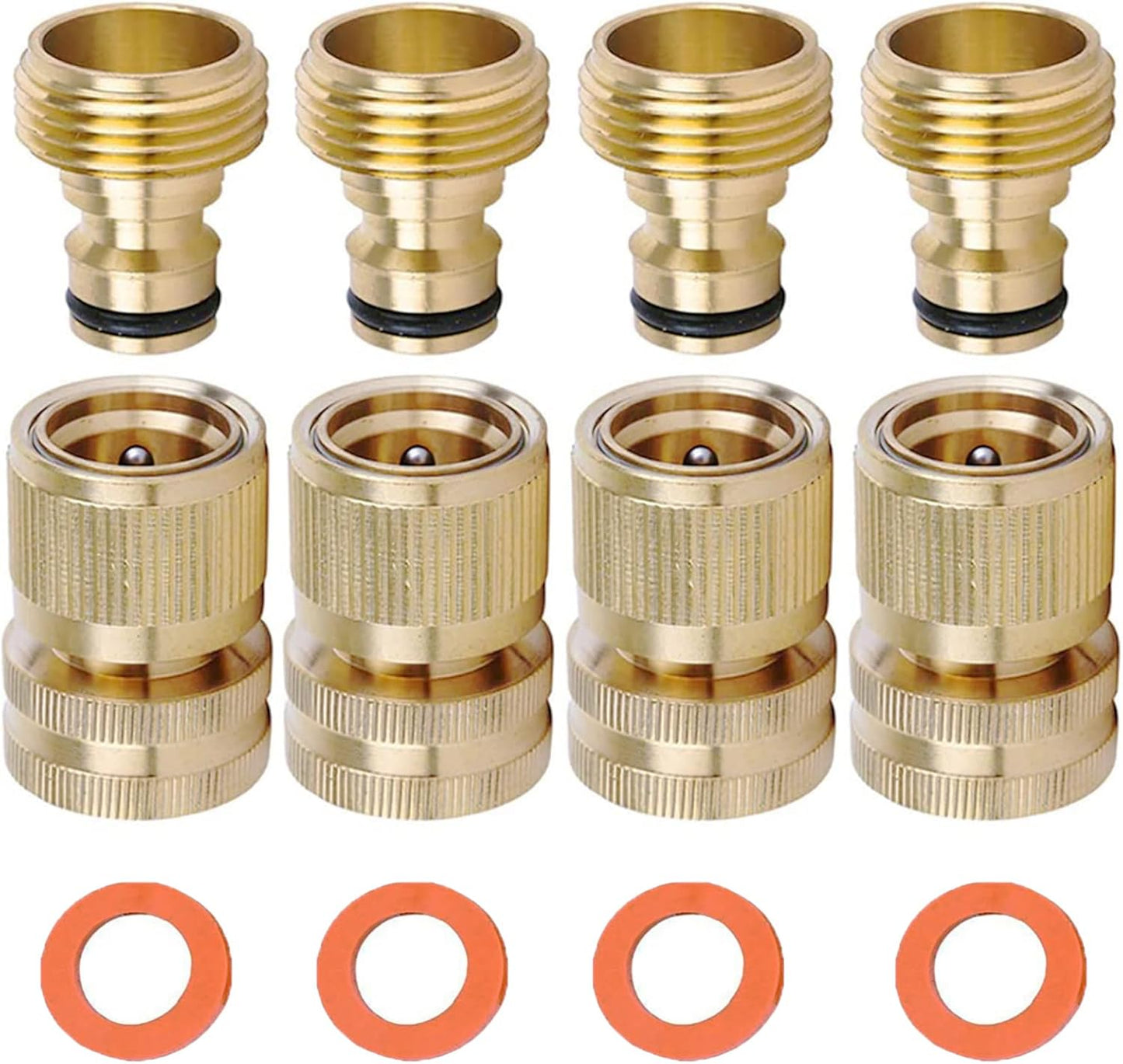 Brass Hose Quick Connect, 3/4 Inch GHT Thread Garden Hose Quick Connector No-Leak Water Hose Quick Connect Fittings Male and Female - 2Packs
