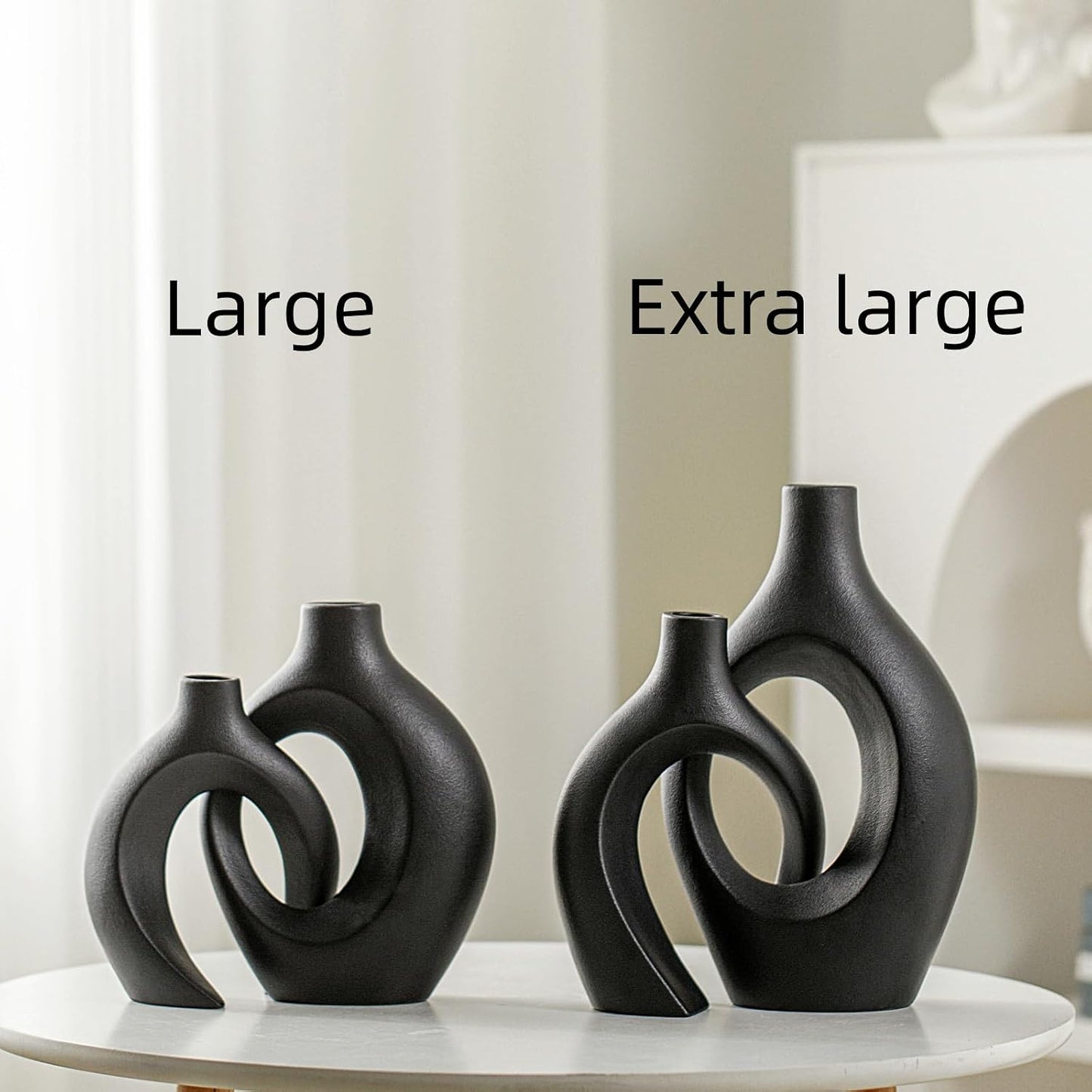 Levvohd Hollow Ceramic Vase Set of 2, Modern Nordic Minimalist Book Style Boho Aesthetic Vases for Home Decor Living Room Shelf Entryway Coffee Centerpiece Table Decorative (Cream White)