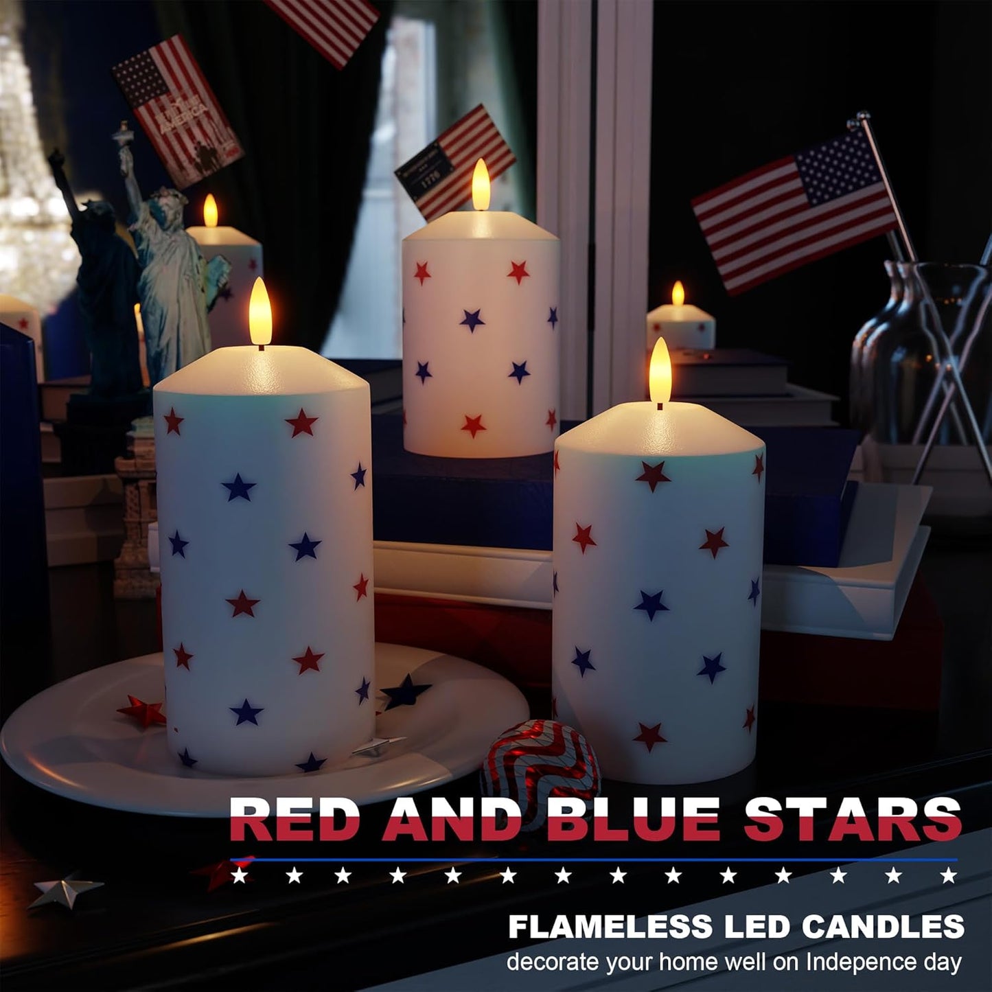 White Flameless Pillar Candles, Battery Operated Wax Candles with Remote, Flat Top Flickering Flameless Candles, LED Candle for Home, Wedding, Party Decor, Set of 3, Φ 3" H 4" 5" 6"