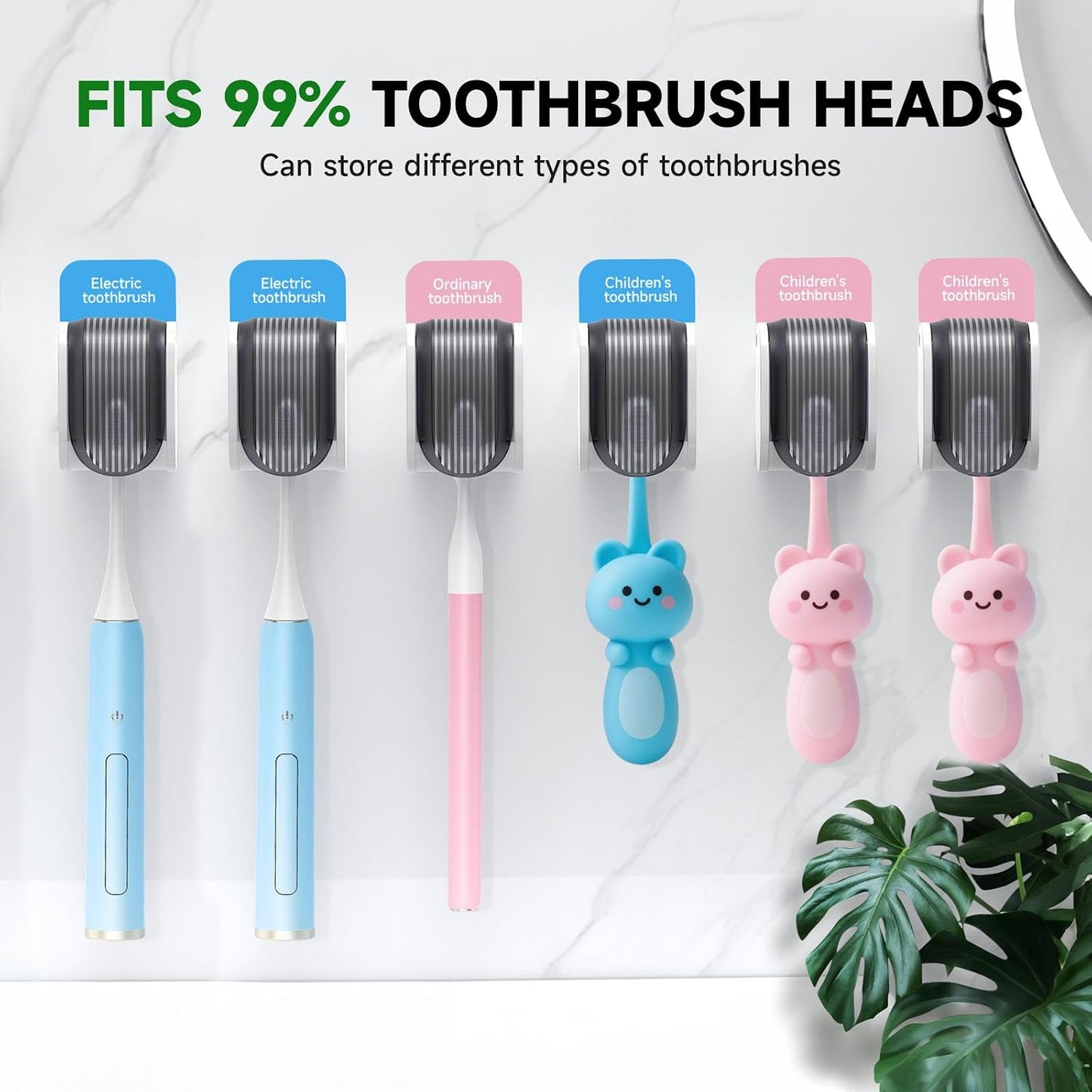 2 Pcs Toothbrush Holders Wall Mounted, Single Slot Design, Shower Self Adhesive Wall Mounted Toothbrush Holder with Cover, Waterproof and Dustproof, Suitable for Bathroom, Family, Travel (Transparent)
