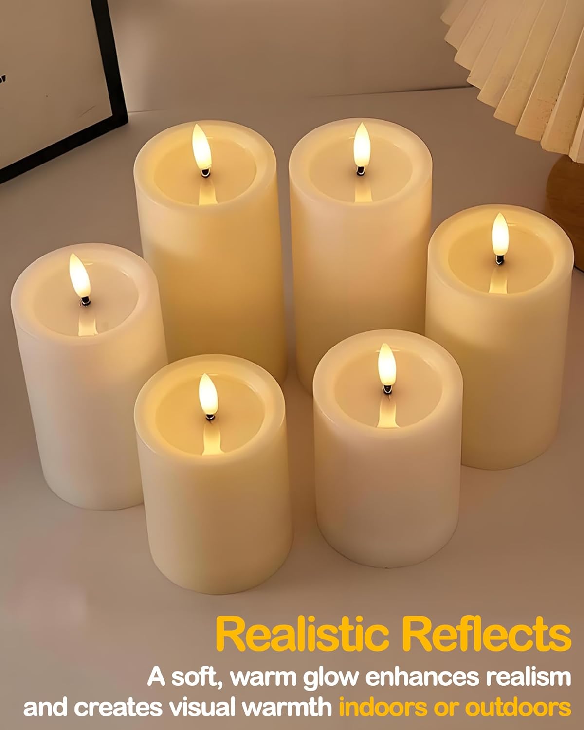 Gmnee 3"x6" Outdoor Waterproof Flameless Candles with Remote and Timers, LED Candles, Battery Operated Candles, Electric Fake Pillar Candles for Patio, Porch, and Lanterns Decor (White, Plastic)