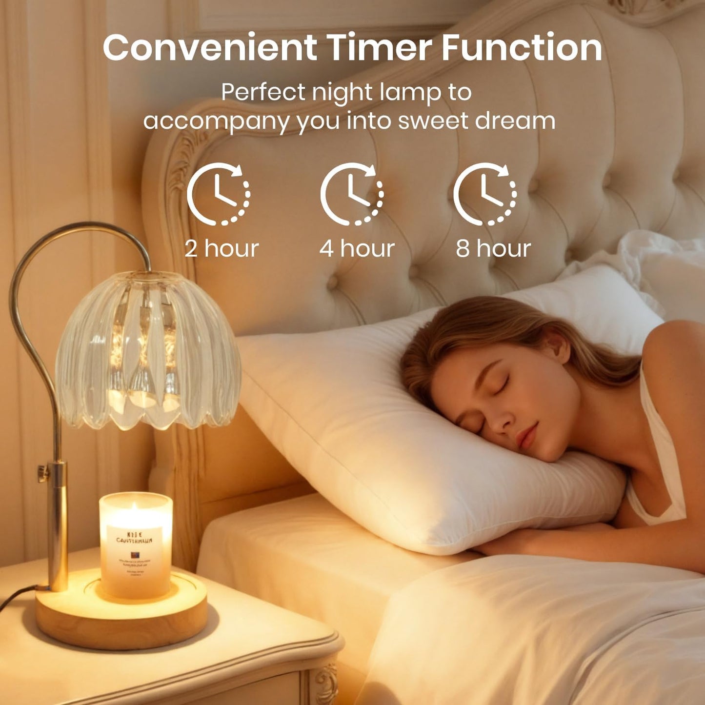 Candle Warmer Lamp with Timer & Dimmer, Electric Candle Lamp Warmer with 2 Bulbs for Scented Candle, Home Decor Gift for Her, Mother’s Day Gift (Milk Tea)