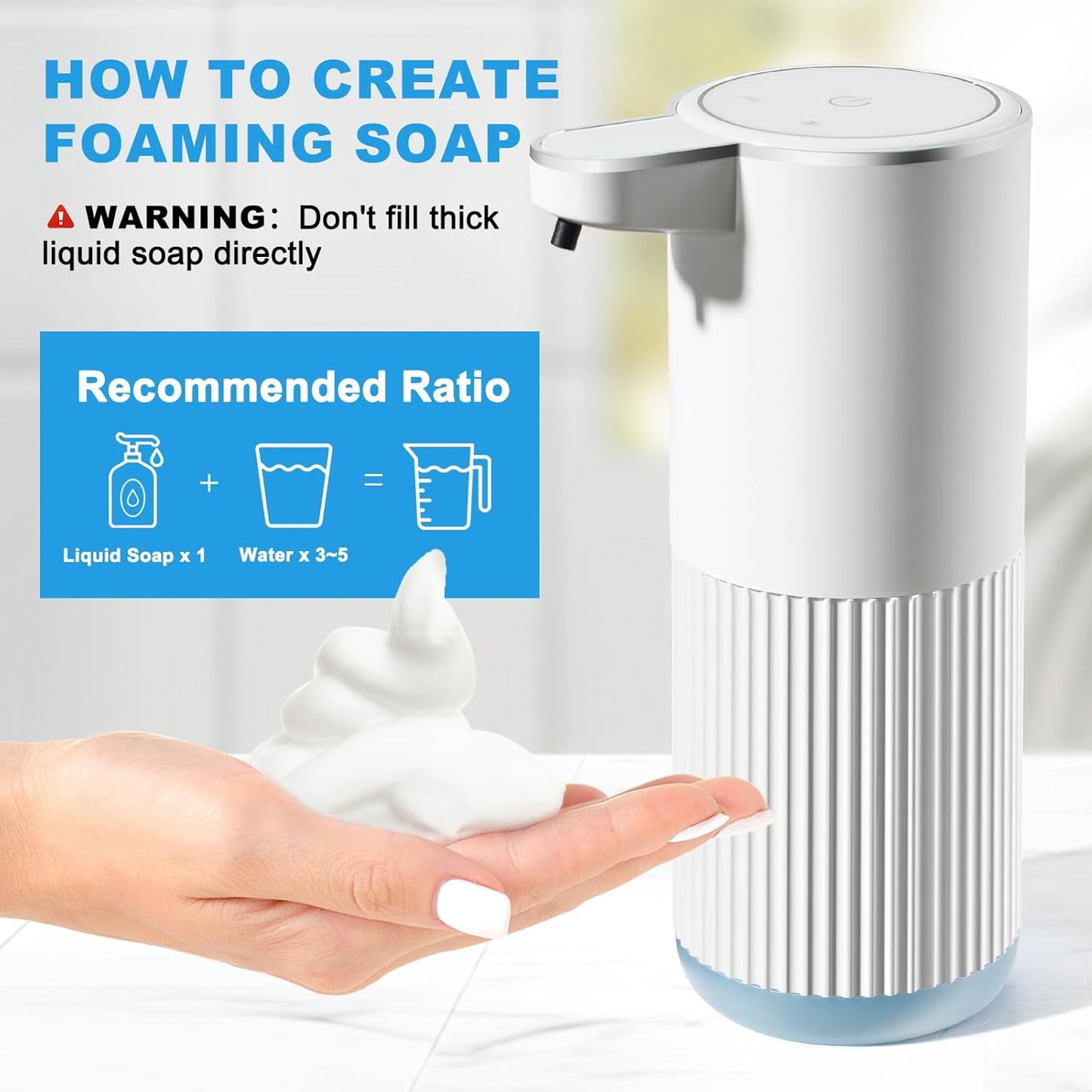 RYTOXILO Automatic Soap Dispenser, 2 Pack Black Touchless Liquid Soap Dispenser for Bathroom, 13.5 Fl Oz Plastic Electric Auto Dish Soap Dispensers Wall Mount for Kithcen with Adjustable Volume