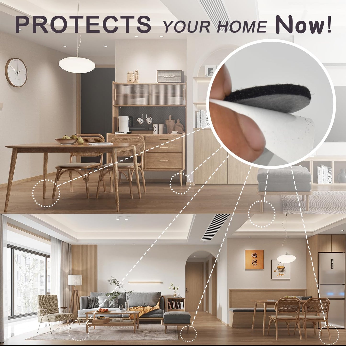 Felt Furniture Pads for Hardwood Floors, 54 Pcs Self-Adhesive Chair Leg Pads, 3.5mm Thick Non-Slip Round & Square Floor Protectors for Tile Floors, No Residue Black Felt Pads