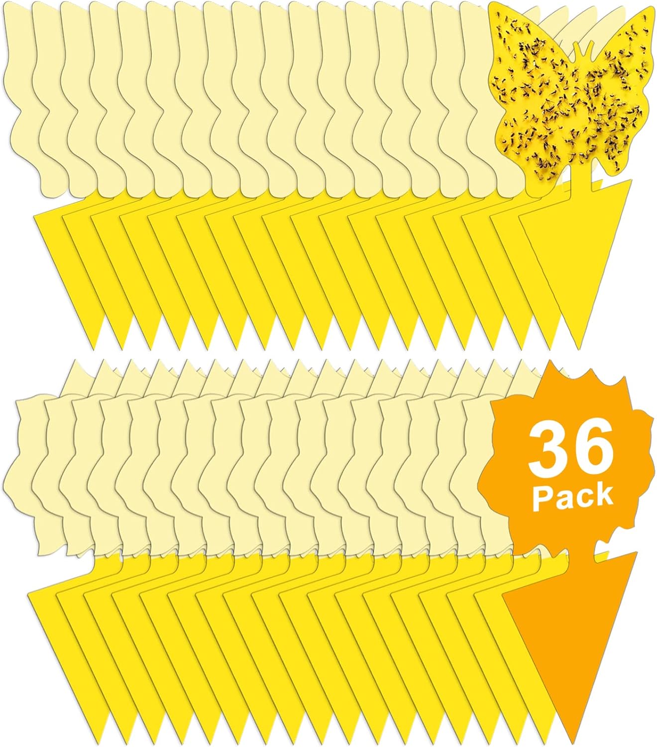 36 Pack Fruit Fly Traps for Indoors, Gnat Traps for House Indoor, Sticky Traps Fungus Gnats Killer for Mosquito and Flying Insects, Bug Pest Insect Catcher Killer for Houseplant