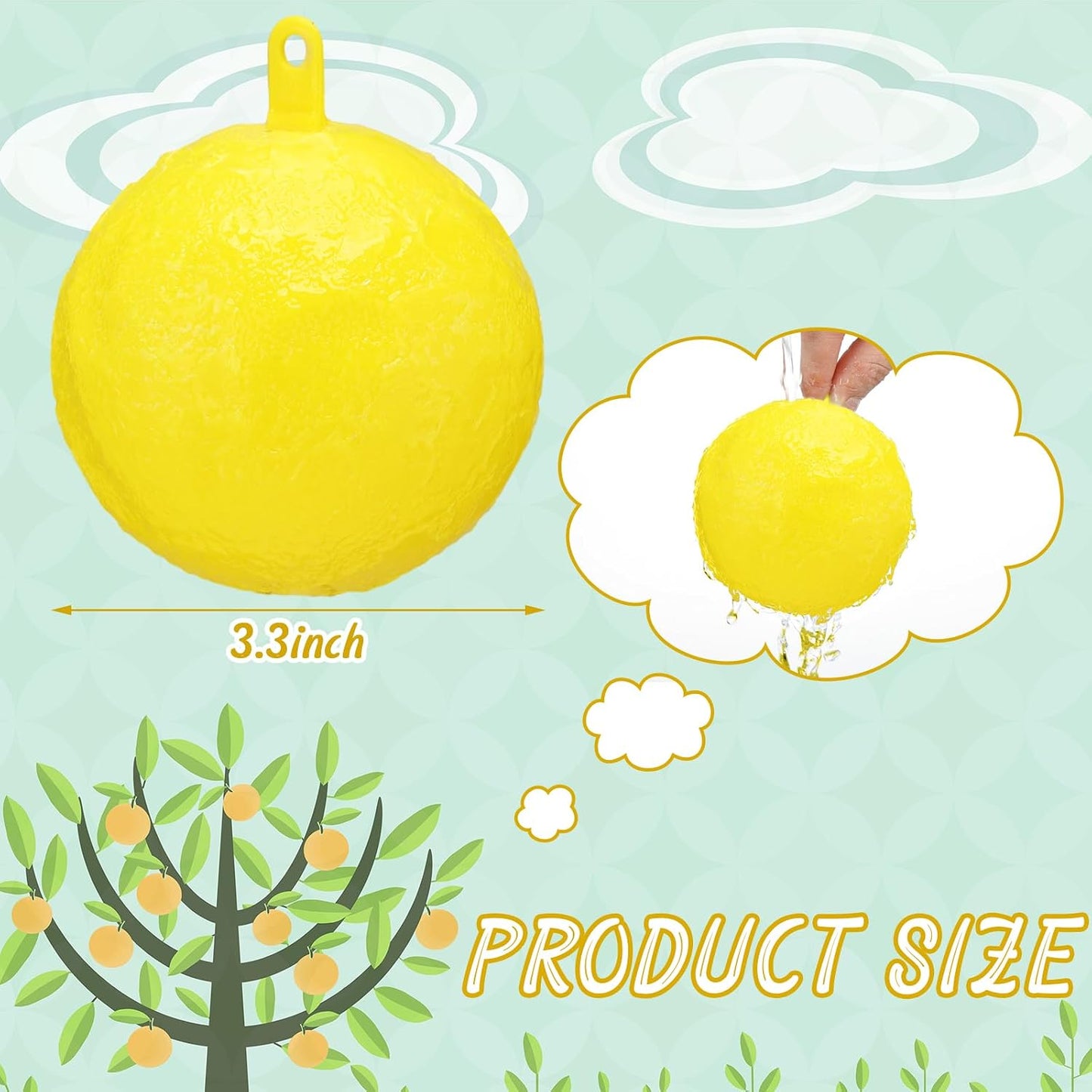 Qualirey 10 Pcs Sticky Fruit Fly Trap Ball Adhesive Fly Catching Ball Sticky Glue Fly Gnat Wasp Hornet Mosquito Bugs Flying Insects Trap Ball Traps (Yellow)
