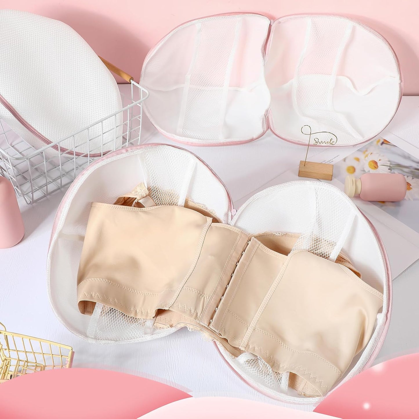 Shappy 6 Pieces Bra Washing Bag for Laundry Mesh Wash Lingerie Underwear Brassiere Washing Bags with Zipper for Women Laundry Storage(7.87 Inch,Pink)