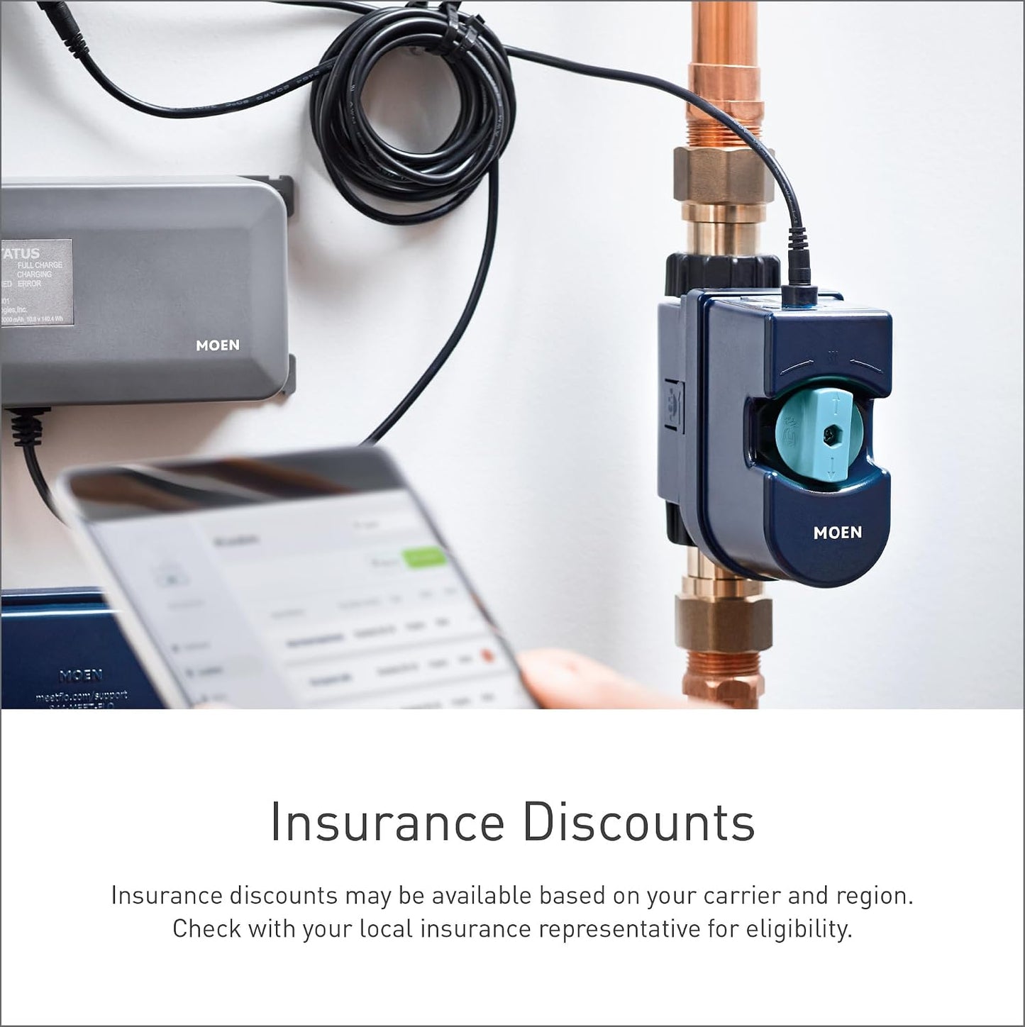 Moen Flo 1-inch Smart Water Shut Off Valve, Smart Home Water Monitor Leak Detector, Wifi Connected, App Enabled Flow Meter and Shutoff, 900-006