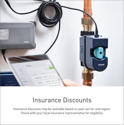 Moen Flo 1-inch Smart Water Shut Off Valve, Smart Home Water Monitor Leak Detector, Wifi Connected, App Enabled Flow Meter and Shutoff, 900-006