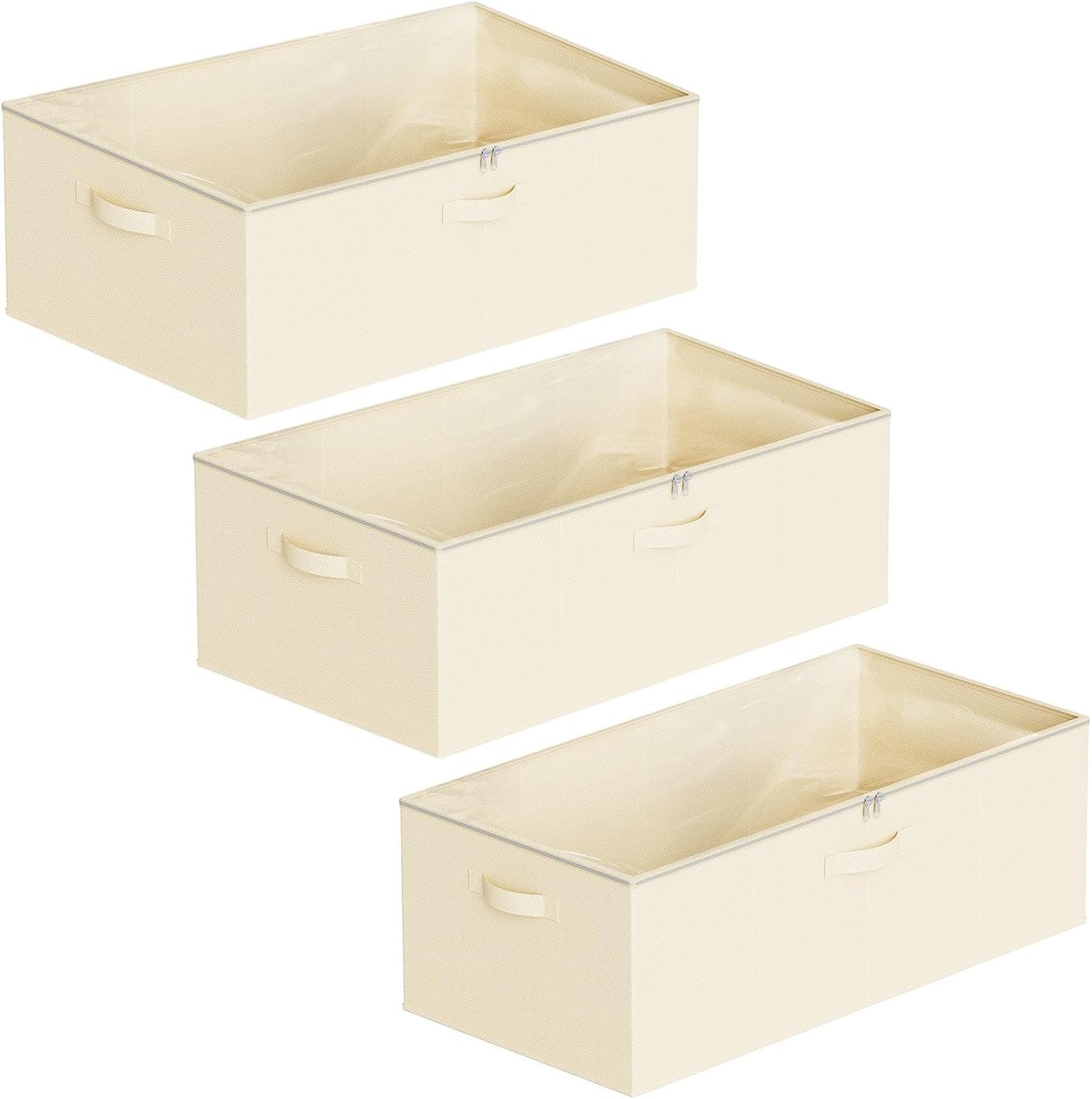 SpaceAid 3 Pack 10" High Under Bed Storage Containers, Large Underbed Storage Organizer Bins with Lids for Bedroom, Dorm, Clothes, Closet Organization, Bed Sheets and Blankets (Gray)