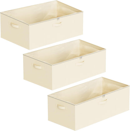 SpaceAid 3 Pack 10" High Under Bed Storage Containers, Large Underbed Storage Organizer Bins with Lids for Bedroom, Dorm, Clothes, Closet Organization, Bed Sheets and Blankets (Gray)