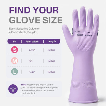 3 Pairs Dishwashing Gloves, Reusable Dish Gloves for Household Cleaning, Waterproof Rubber Dish Washing Glove