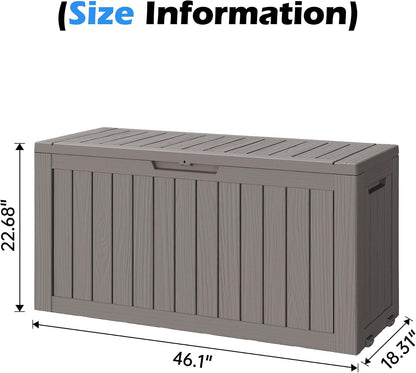 Outdoor Storage Box, 31 Gallon Resin Deck Boxes Outdoor Waterproof For Patio Furniture, Garden Tools, Pool Supplies, Lockable And UV Resistant (Rattan Gray)