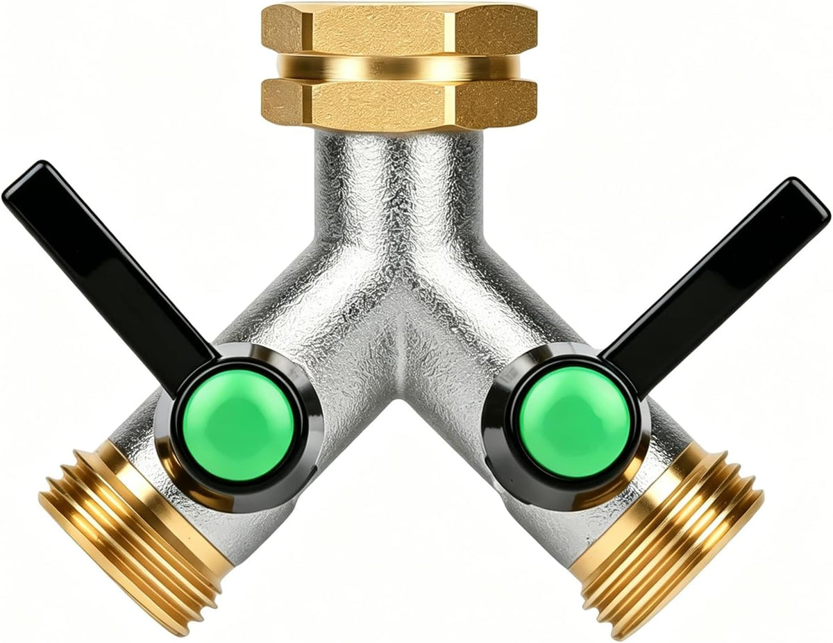 Love Is War 2 Way Hose Splitter Garden Water Faucet Spigot Splitter | Standard 3/4 inch GHT thread fits all common outdoor spigots and hoses