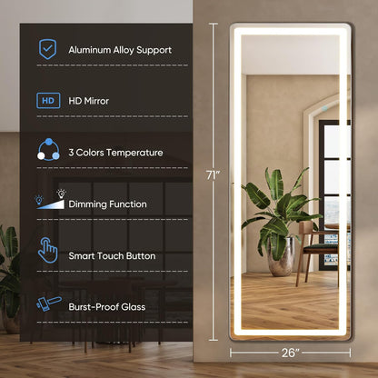 Arched Mirror Full Length, Upgraded 16"x59" Body Wall Mirrors with Shatter-Proof Glass, Floor Standing, Hanging or Leaning, Tall Arch Mirror with Stand Aluminum Alloy Frame for Bedroom Cloakroom