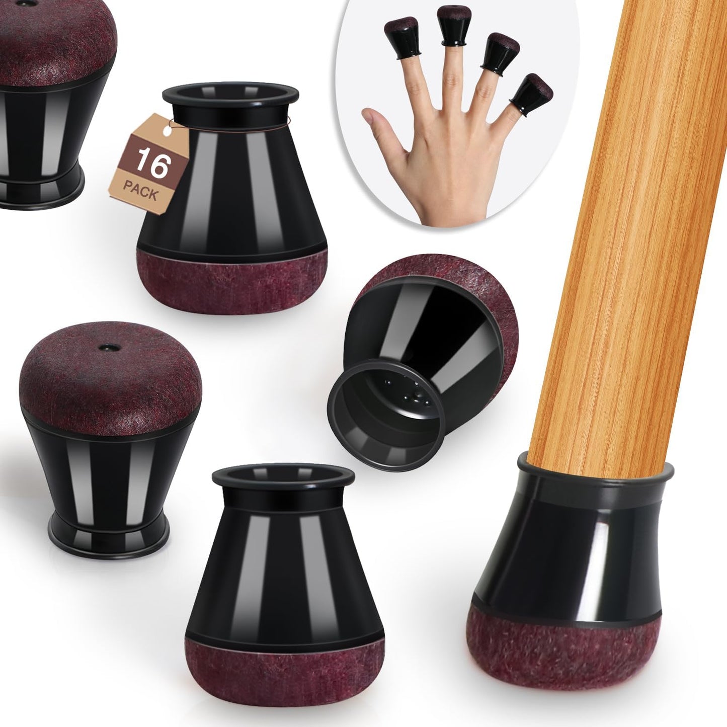 YOZON Chair Leg Floor Protectors Felt Furniture Pads Silicone Caps | Chair Leg Protectors for Hardwood Floors 32 Pack Anti-Scratch Reduce Noise Clear Round Medium Fit 3/4" to 1-3/16" (19-30mm)