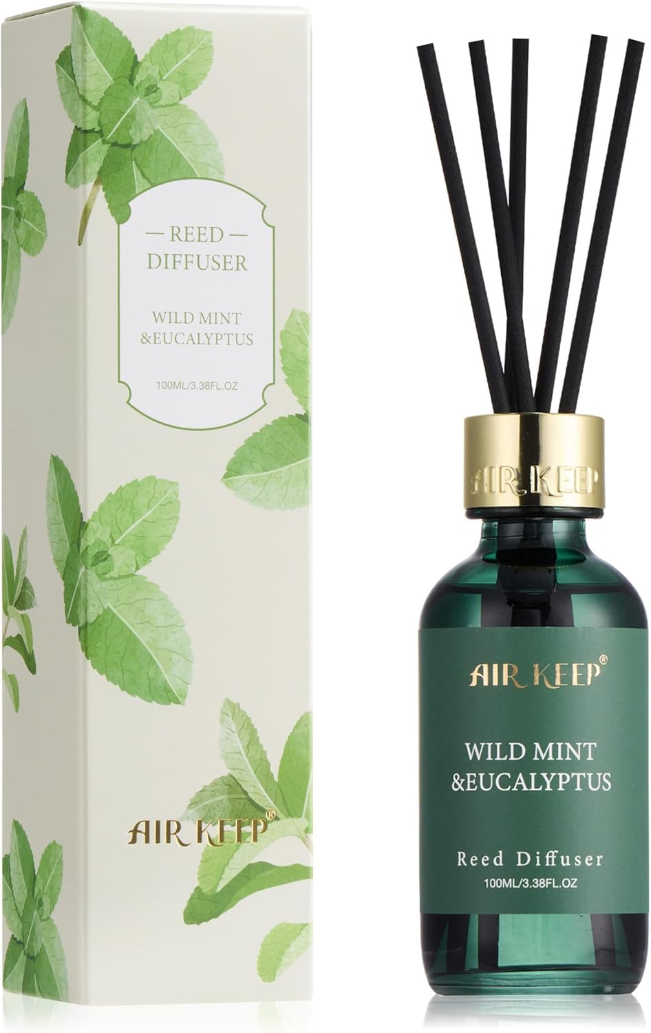 Airkeep Reed Diffuser Oil Set with Reed Sticks,Vanilla Aromatherapy Oil Scent Diffuser for Home Office Bathroom Decoration Perfume and Gifts 3.38 oz/100ml