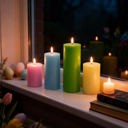 LUSHARBOR Flameless Candles, 4 Pack Battery Operated Candles with Remote, Real Wax LED Fake Candles with Timer Flickering for Christmas Wedding Home Party D3 H 5" 6" 7" 9" White
