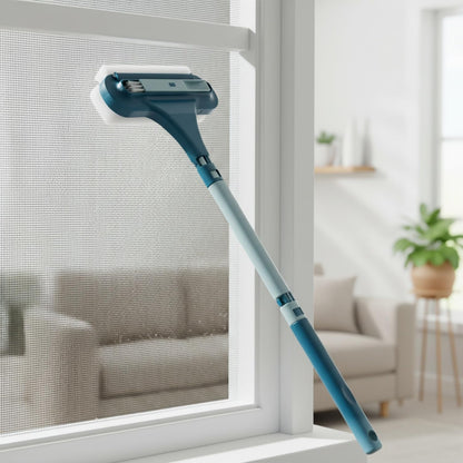 Double-Sided Window Screen Cleaner Brush, No-Removal Cleaning Tool for Installed Mesh, Durable PP Frame, Green & Blue Options (1 Pack)