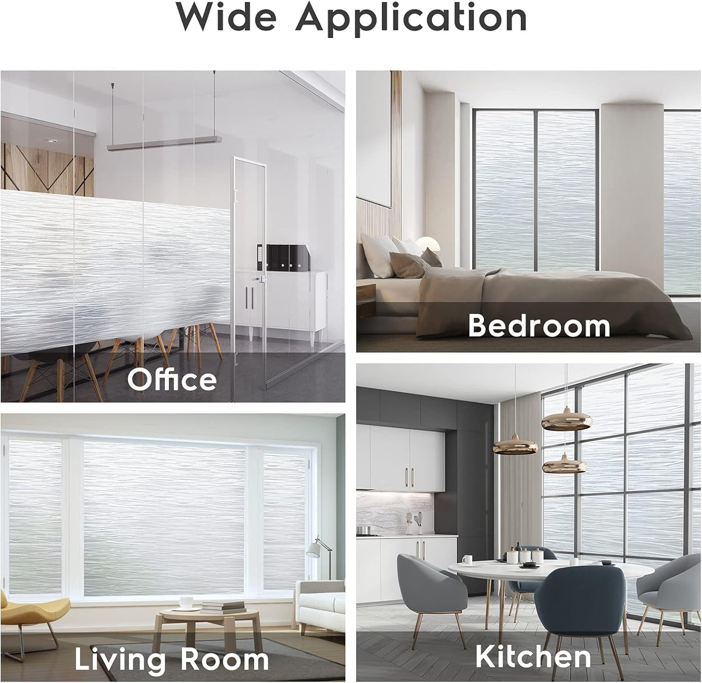 rabbitgoo Window Privacy Film Frosted Glass Film Removable Vinyl Door Coverings UV Blocking Decorative Static Cling Non-Adhesive Window Clings Sticker for Home Decor, 17.5 x 78.7 Inches