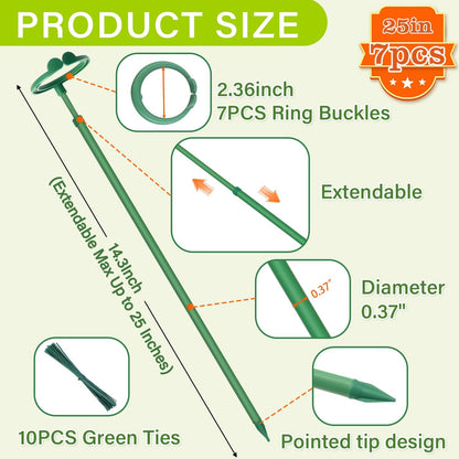 Extendable Plant Stakes,Adjustable Length from 17.9IN to 42.3IN Monstera Support Stakes with Clips,Sturdy Plant Stakes for Indoor Outdoor,Garden Sticks for Tomato,Orchid,Climbing Plants- 3Pack