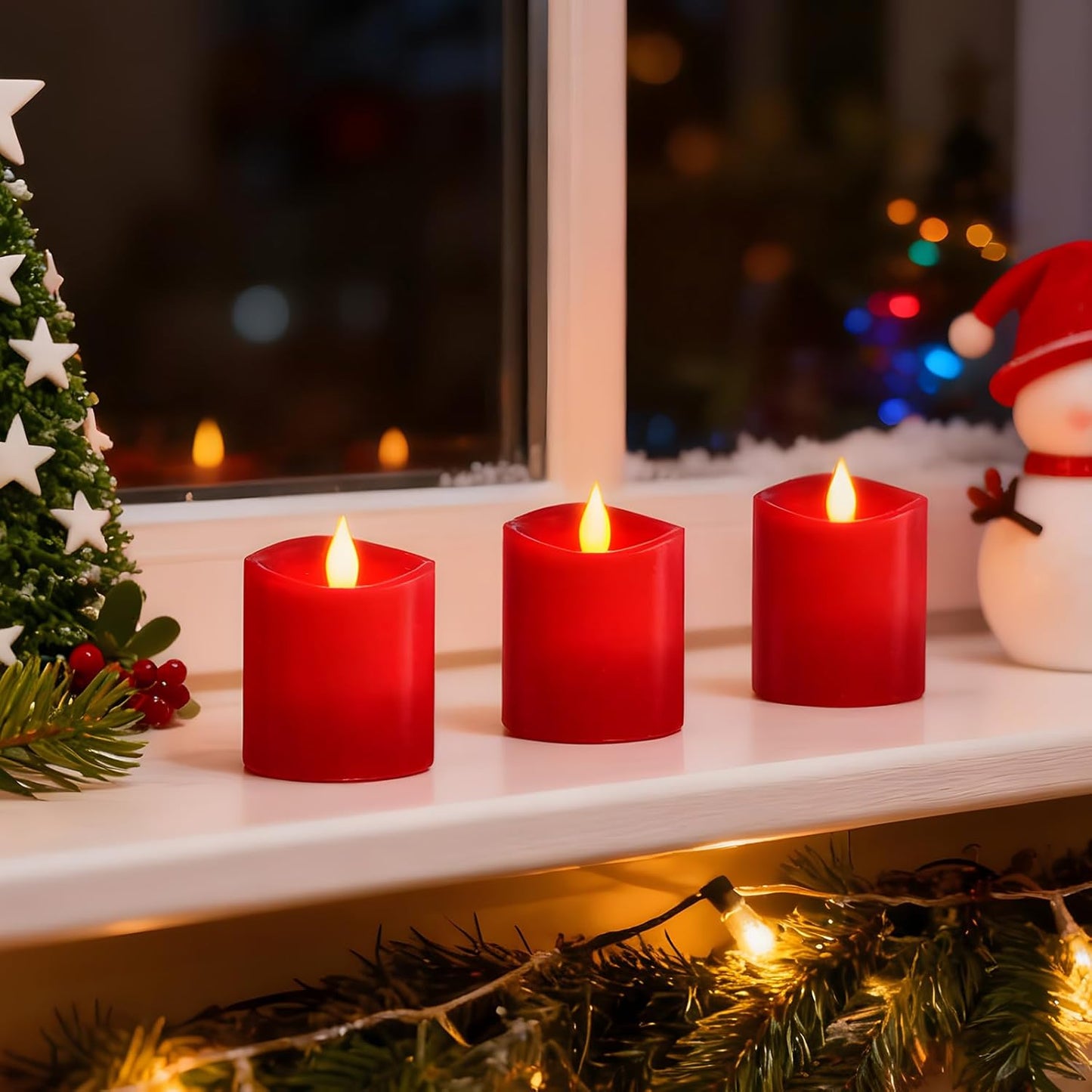 3"x4" Flickering Flameless Battery Candles with Timer, White Realistic LED Pillar Candles, Set of 2 Large Remote-Operated Candles for Home Indoor/Outdoor & Holiday Decor