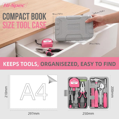 Hi-Spec Tool Kit Yellow 20pc. Small Tool Kit for Home DIY & Office Repairs. Compact and Lightweight Essential Tools in a Portable Book-Sized case.