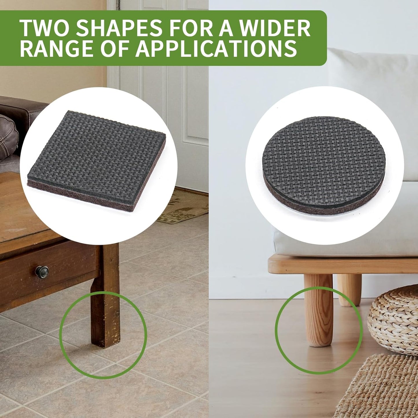 Non Slip Furniture Pads 36 PCS 1'' Square - Anti Slip Furniture Pads - Self Adhesive Rubber Feet Furniture Feet - Chair Leg Floor Protectors - Keep Furniture in Place