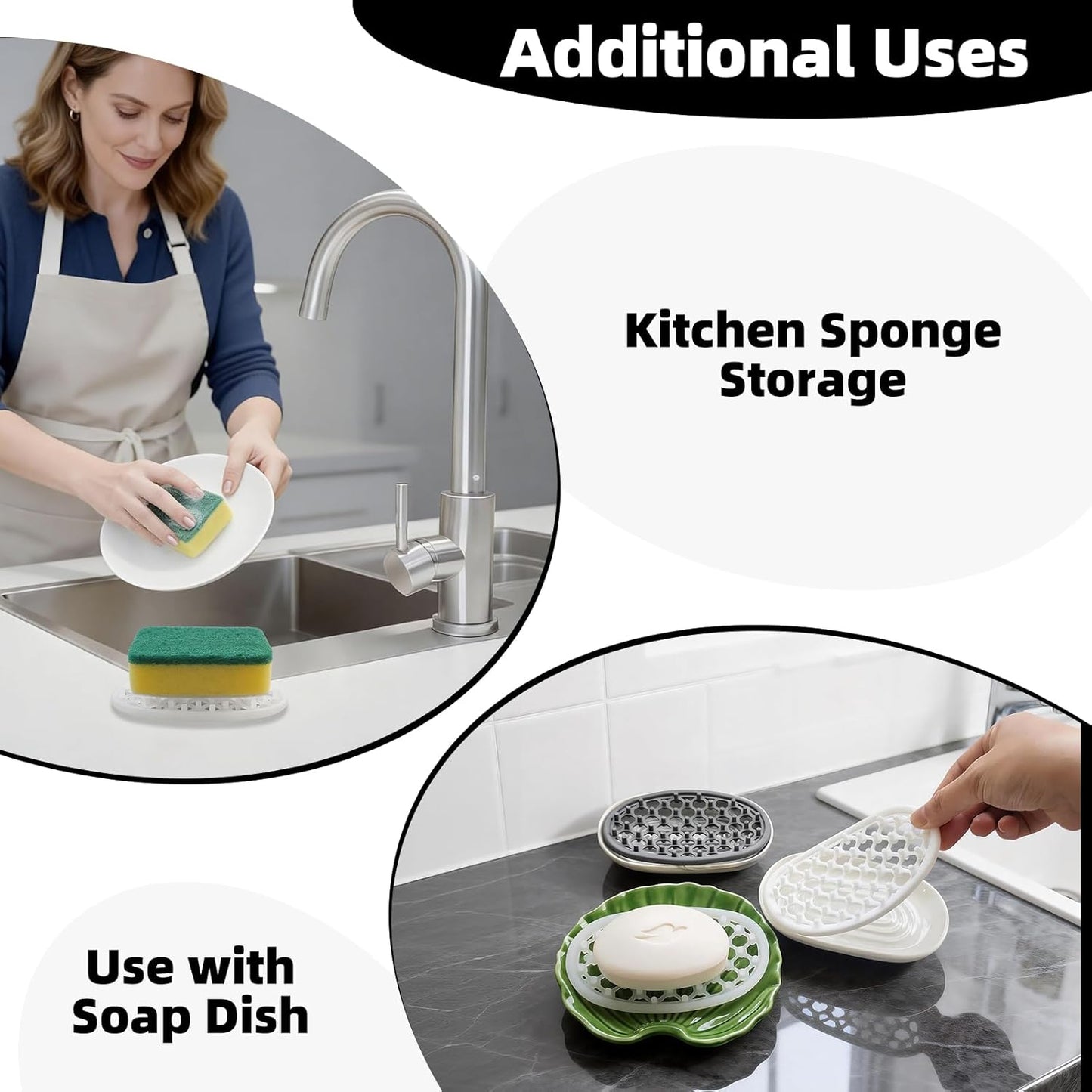 2 Pack Soap Dish for Shower, Non-Slip Silicone Bar Soap Holder with Efficient Drainage Holes for Bathroom Sink, Self Draining Soaps Saver Pad for Shower Niche, Shelf (Translucent- 2Pcs)