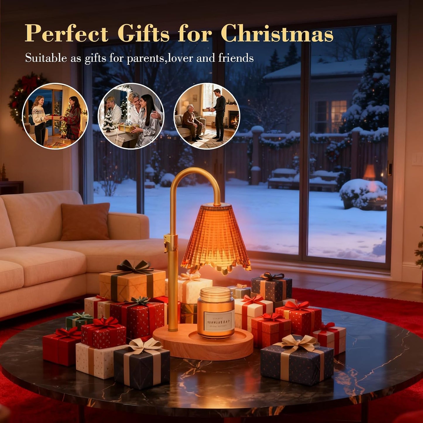 Candle Warmer Lamp with Timer & Dimmable 4-Level Brightness - Adjustable Height,for New Home Bedroom, Gifts for Women(Blue)