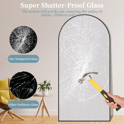Full Length Mirror with Stand, 71"x28" Arched Full Body Large Stand Up Aluminum Frame Floor Standing Mirror, Freestanding Hanging Leaning Mounted for Bedroom Living Room Entryway Gold