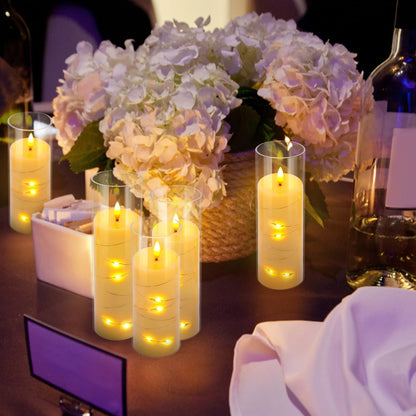 YOROXRG Set of 24 Waterproof Outdoor Flameless Candles, LED Candles with 4 Remote and Timer,(H 4" 5" 6" x D 2.2"),for Christmas,Halloween,Wedding,Festival