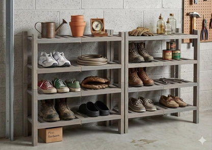2-Tier Acacia Wood Stackable Shoe Rack - Brush Teak