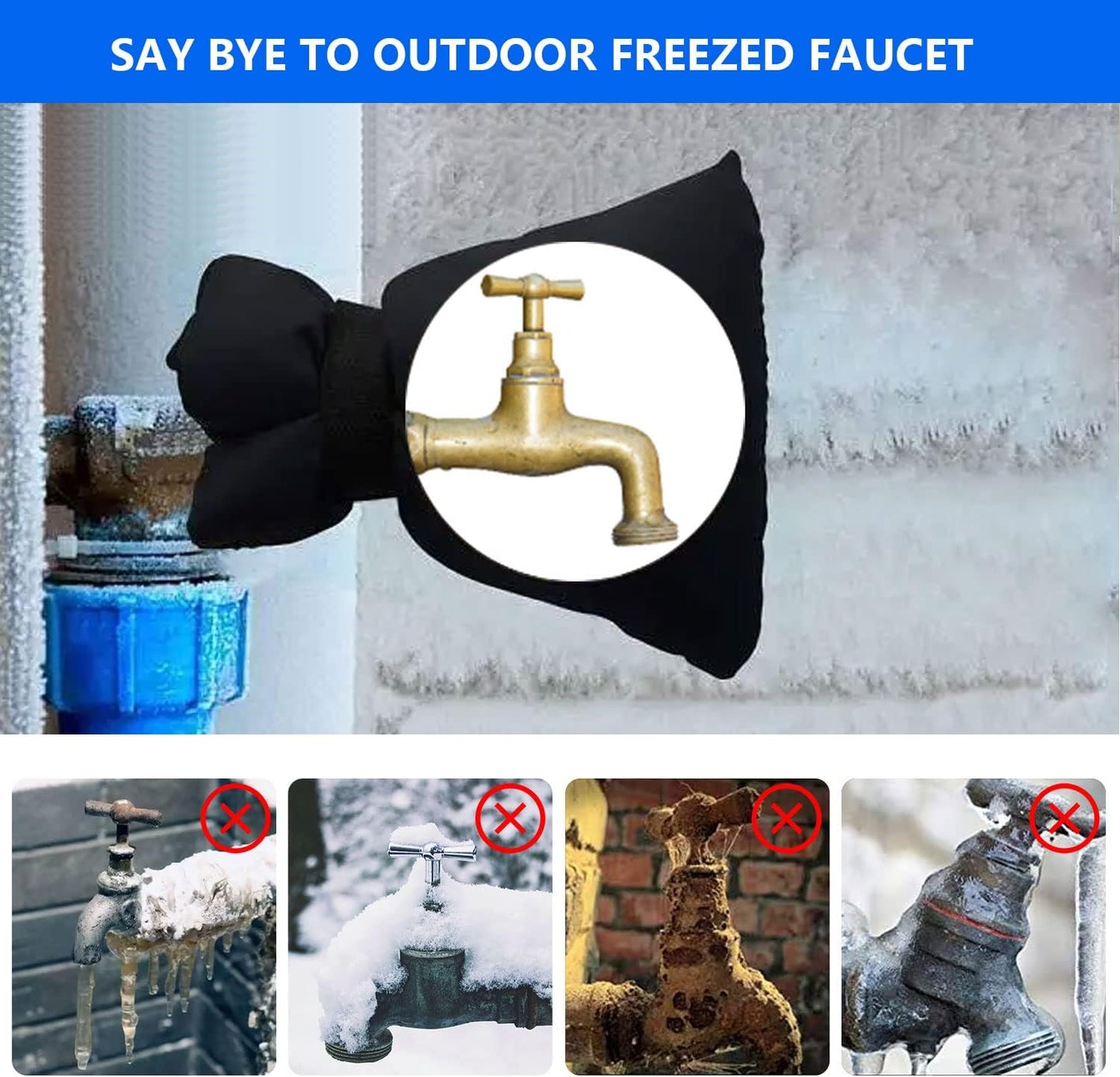 Outdoor Faucet Covers for Winter Freeze Protection, 2 Pack 8.8" H X 5.9" W Outside Winterize Insulation Hose Bib Water Spigot Cover Winter Insulated Outdoor Sock Faucet Cover for Cold Weather