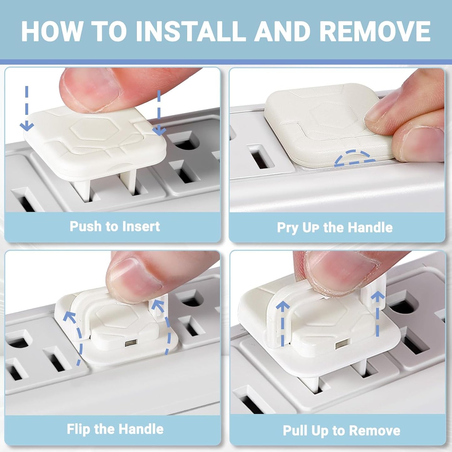 Outlet Covers Baby Proofing, 40 Pack Child Proof Plug Socket Covers Electric Plug Protectors Safety Caps to Prevent Power Shock, for US 3-Prong, White