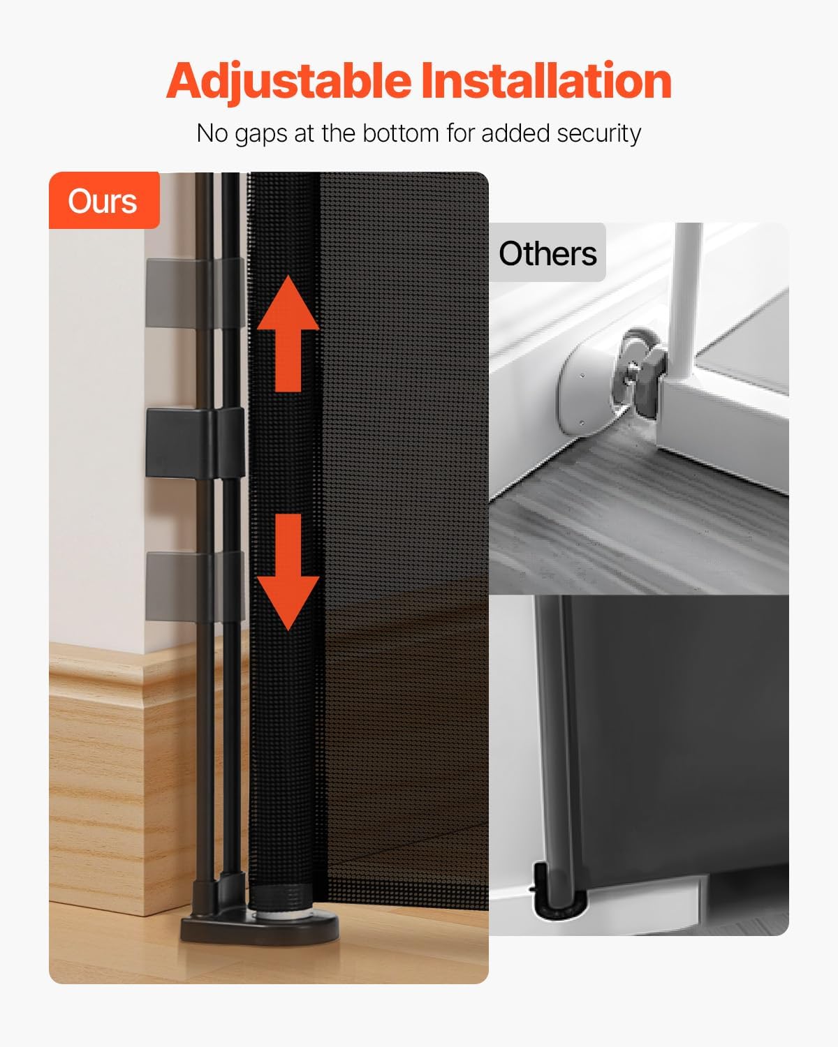 VEVOR Retractable Baby Gate, 34 inch Tall, Extends up to 71 inch Wide, Retractable Gate for Kids or Pets, Mesh Material, Easy to Install for Indoor Stairs, Doorways, Hallways, Playrooms, Gray