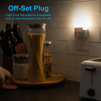 GE LED Motion Sensor Night Light, Plug into wall, 40 Lumens, Soft White, UL-Certified, Energy Efficient, Ideal Nightlight for Bedroom, Bathroom, Kitchen, Hallway, 46632, White, 2 Pack