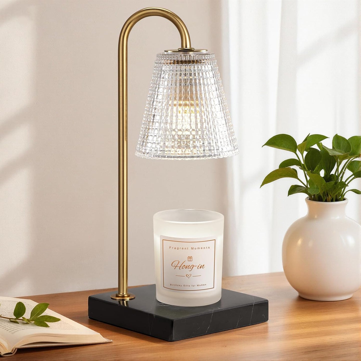 Hong-in Candle Warmer Lamp with Timer-Dimmable Adjustable Height Candle Lamp Warmer, Birthday Gifts for Women Mom Her, Housewarming Office Home Decor,Wax Warmer for Scented Wax Jar Candles