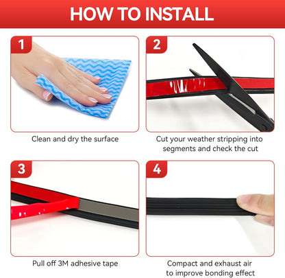 Ribbed Foam Rubber Seal, EPDM Rubber Weather Stripping with 3M 4011 Acrylic Foam Tape Self-Adhesive Bulkhead Seal Gasket Strip for Garage Door/Window/RV/Boat/Automotive/Marine (0.5" W, 25Ft)