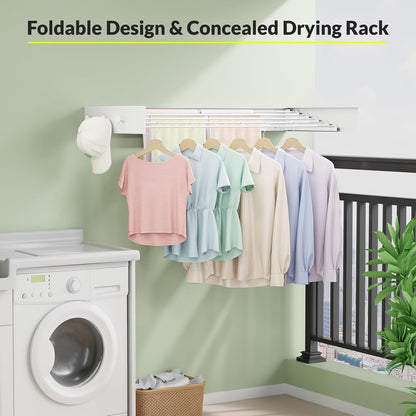 Wall Mounted Drying Rack, 23.6" Retractable Clothes Drying Rack, Heavy Duty 60LB Capacity with 4 Stainless Steel Rods, Foldable Laundry Rack for Indoor Laundry Room, Balcony & Bathroom