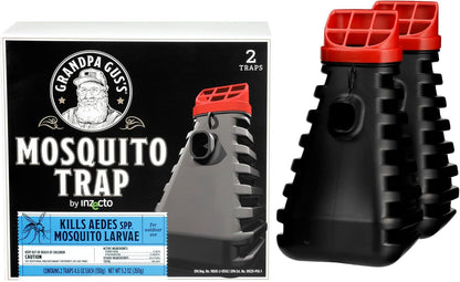 Grandpa Gus's Mosquito Trap and Outdoor Bug Killer - Water-Activated Larvae Control for Backyard, Patio, and Garden - Up to 35 Days & 1,500 Sq Ft of Protection Per Trap, 2 Pack