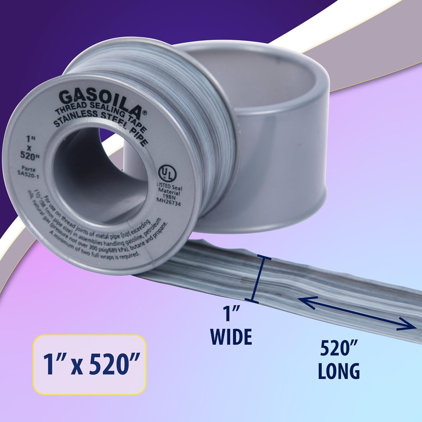 Gasoila Nickel PTFE Thread Seal Tape – Professional-Grade, 1/2 Inch x 260 Inch, High-Density Thread Tape for Stainless Steel Pipes– Leak-Proof Seal, Non-Toxic