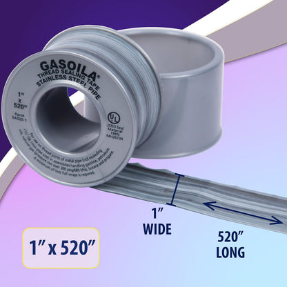Gasoila Nickel PTFE Thread Seal Tape – Professional-Grade, 1/2 Inch x 260 Inch, High-Density Thread Tape for Stainless Steel Pipes– Leak-Proof Seal, Non-Toxic