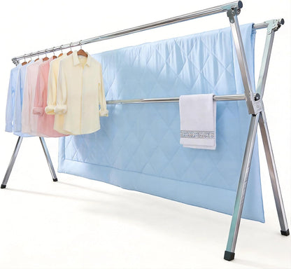Clothes Drying Rack Folding Indoor Outdoor, Foldable Portable Laundry Drying Rack, Heavy Duty Laundry Hanger Dryer Rack with 20 Hooks (79.55'')