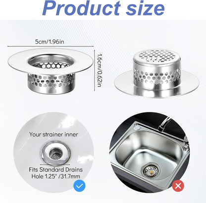 3 Pack Bathroom Sink Drain Strainer, Stainless Steel Drain Cover Sink Hair Catcher Mop Pool Slop Sinks Filter Rust-Proof Mesh Screen for Bathtub, Laundry, Utility, RV Sinks (Fits 1.25" to 1.6" Hole)