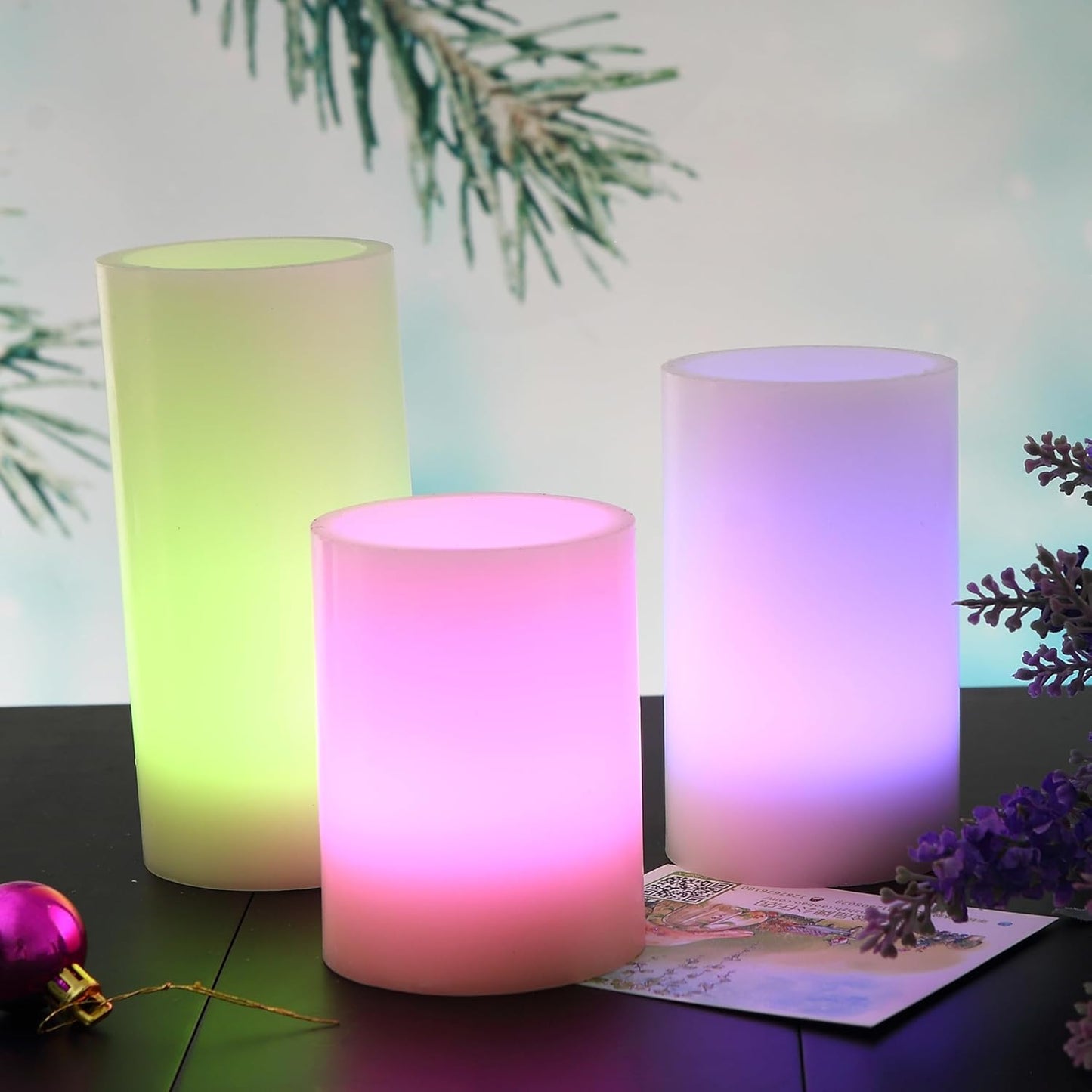 Battery Operated Flameless Candles with Remote Timer Real Wax Realistic Bright Flicker Flickering Electric Electronic LED Pillar Lights Home Wedding Party Decorations Set of 3 Rustic Texture Gray Grey