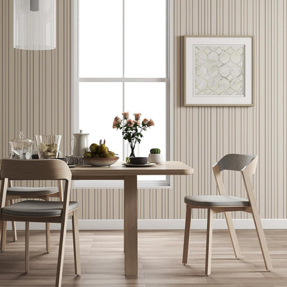 Modern Peel and Stick Wallpaper 17.3" x 78.7" Self Adhesive Wallpaper Textured Neutral Stripe Contact Paper Removable Vinyl Wall Paper for Living Room Bedroom Accent Wall Modern Minimalist Wall Decor
