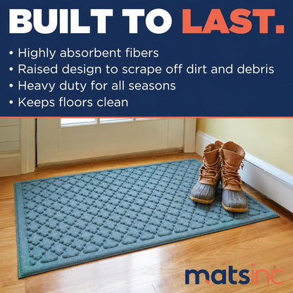 Artisan Entry Indoor Mats for Entryway, Durable & Easy to Clean Tray for Boots, Anti-Slip & Water-Resistant for Front Room, Made in The USA, 15" x 36", Blue, by Mats Inc.