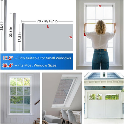 Homein Frosted Glass Window Privacy Film with Tools UV Blocking Privacy Film for Glass Windows, Static Cling No Glue Removable Reusable Anti Glare for Home Day and Night, Pure 17.5" x 78.7"