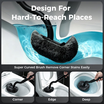 Toilet Bowl Brush and Holder, OSCIOSS Toilet Brush Set with Ergonomic Design, Compact Size, Durable Bristles, RV Toilet Brushes & Holders for Dead Corner Clean (White, 1pack)